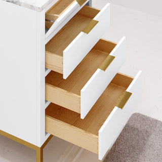 Bristol 24" Marble Countertop Vanity, Pure White With Mirrors