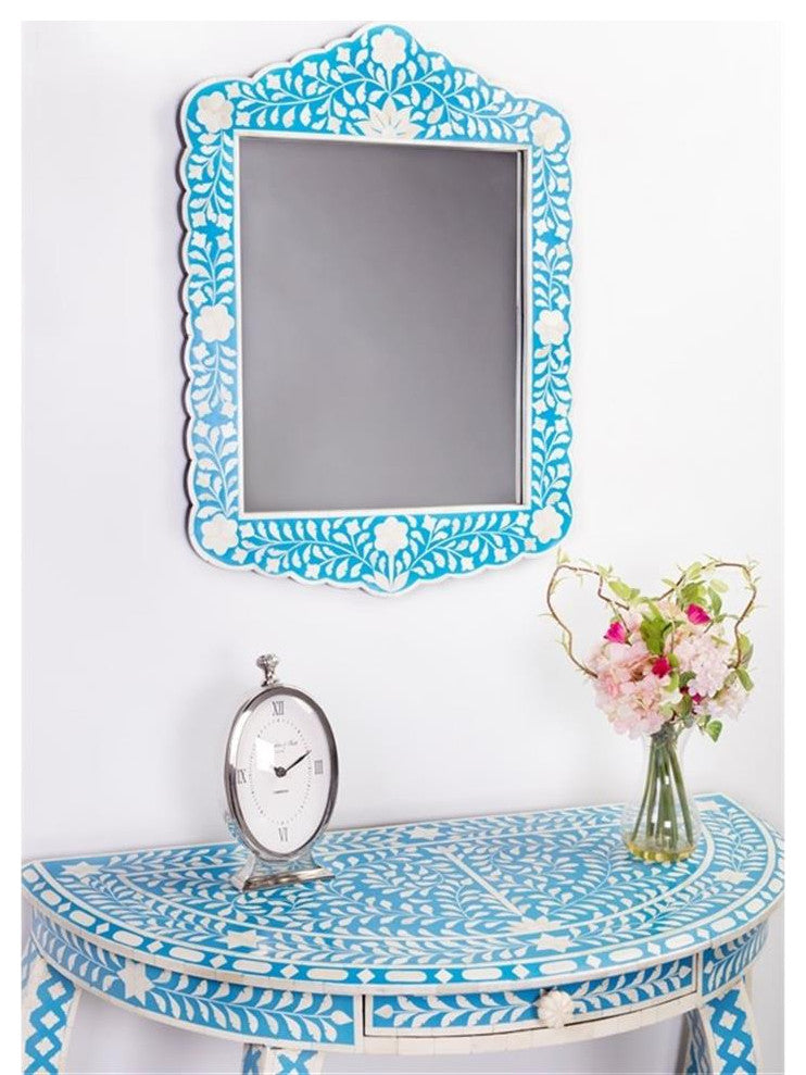 Butler Specialty Company Vivienne Bone Inlay Wall Mirror - Sky Blue And White