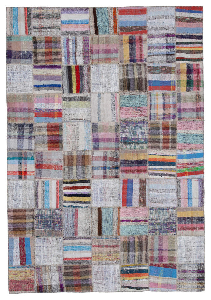 Rug N Carpet - Handmade Anatolian 6' 9'' x 9' 9'' Tribal Patchwork Kilim Rug