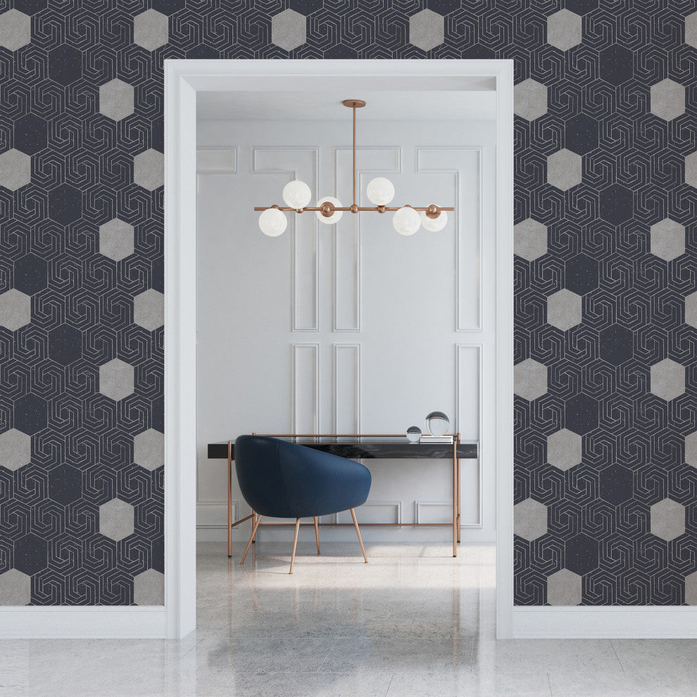 Momentum Navy Geometric Wallpaper Bolt