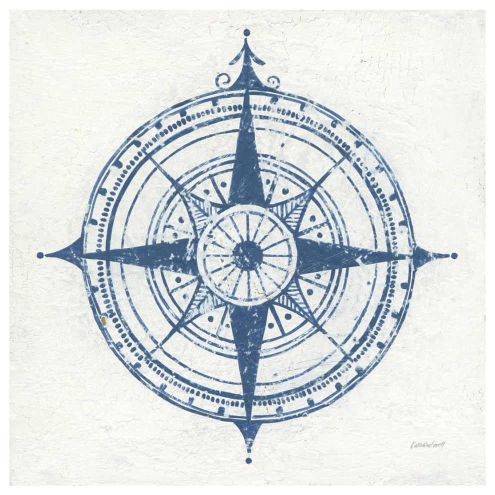 "Indigo Gild Compass Rose II" Digital Paper Print by Kathrine Lovell, 20"x20"