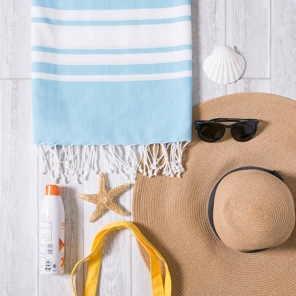 Aqua Variagated Stripe Fouta Towel