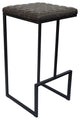Quincy Square Barstool with Leather Seats and Metal Frame with Footrest, Gray