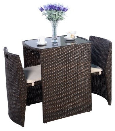 Costway 3 PCS Cushioned Outdoor Wicker Patio Set Garden Lawn Sofa Seat