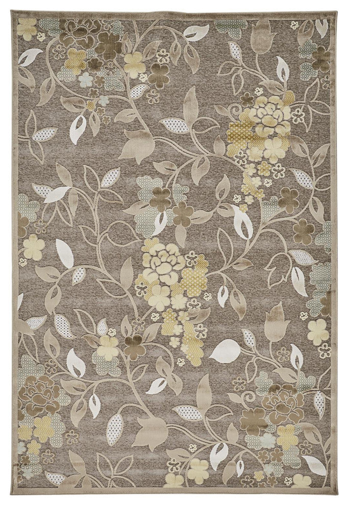 Weave & Wander Soho Mah Soft Chenille Rug, Pewter/Sage, 5'3"x7'6"