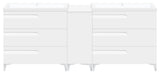 84" Freestanding White Vanity Set With Two Sinks, LV7-C15B-84W, Style 7