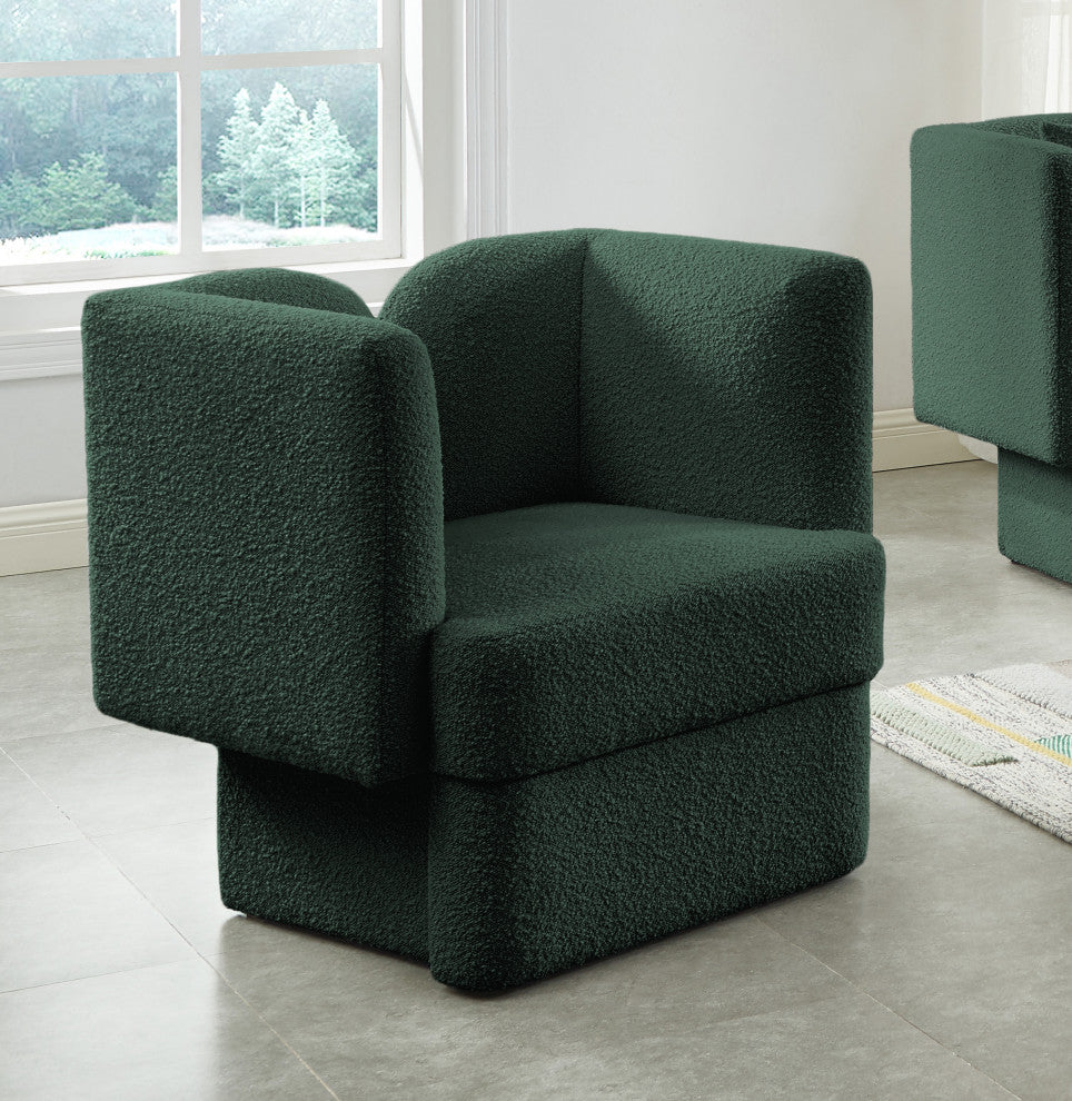 Marcel Boucle Fabric Upholstered Chair, Green