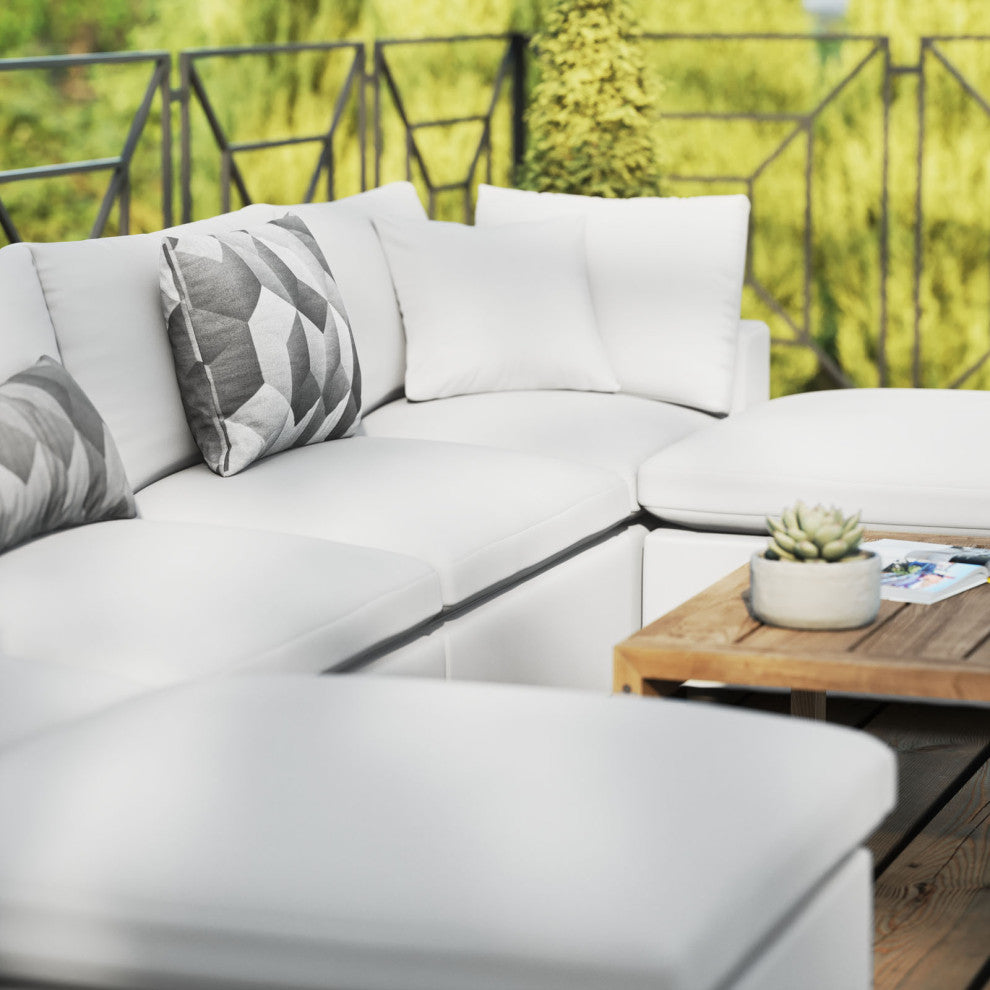 Modular Lounge Sectional Deep Sofa Set, White, Modern, Outdoor Hospitality