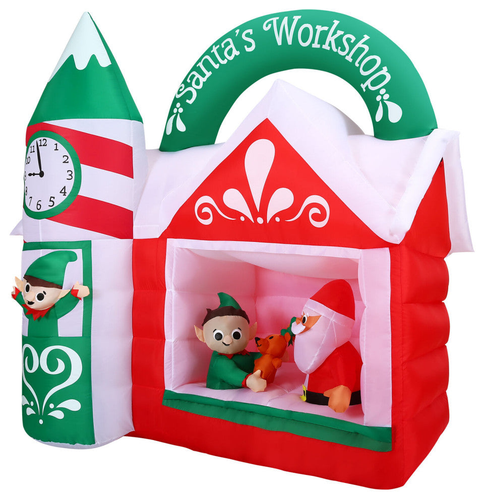 7-Ft. Pre-Lit Inflatable Santa's Workshop