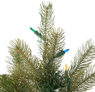 7' Mixed Spruce Artificial Christmas Tree, Pre-Lit Multi-Colored