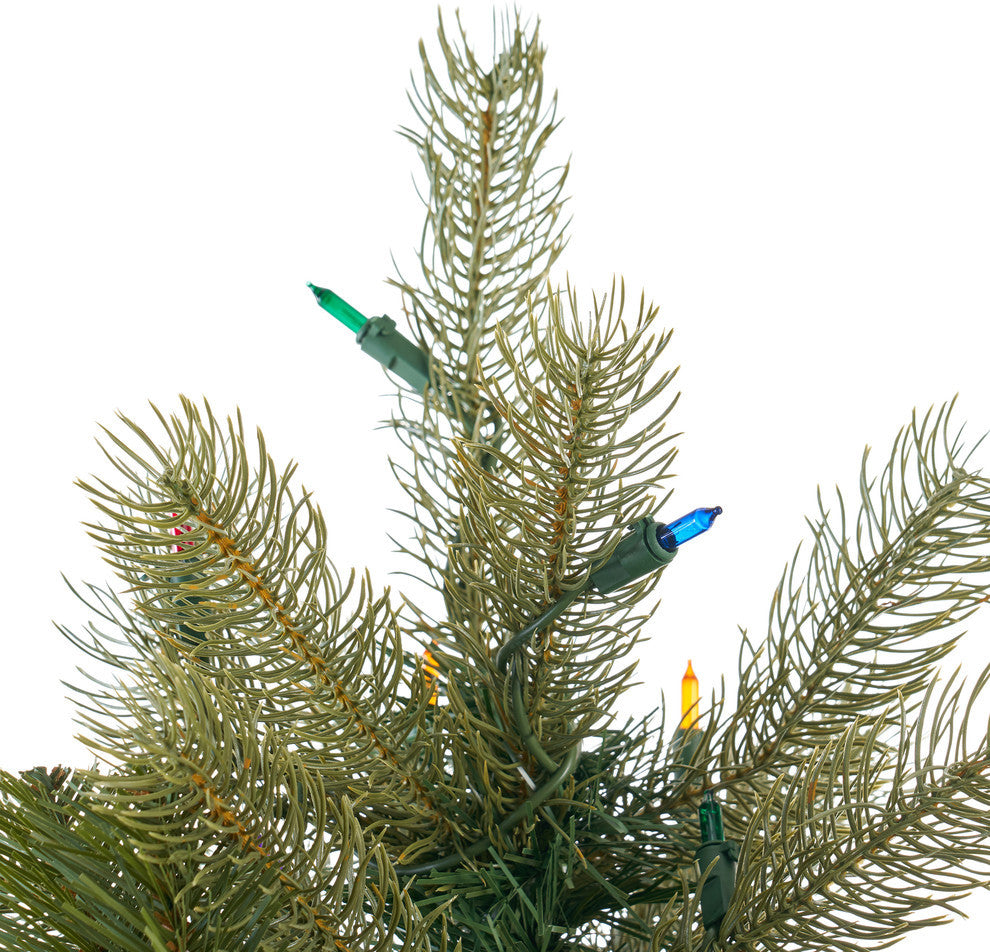 7' Mixed Spruce Artificial Christmas Tree, Pre-Lit Multi-Colored