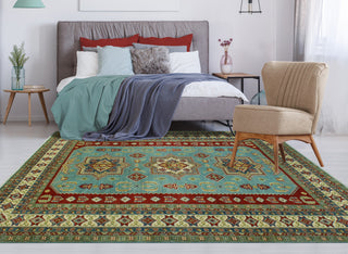 Kazak Tiger Lt. Blue/Ivory Rug, 8'4 x 11'3