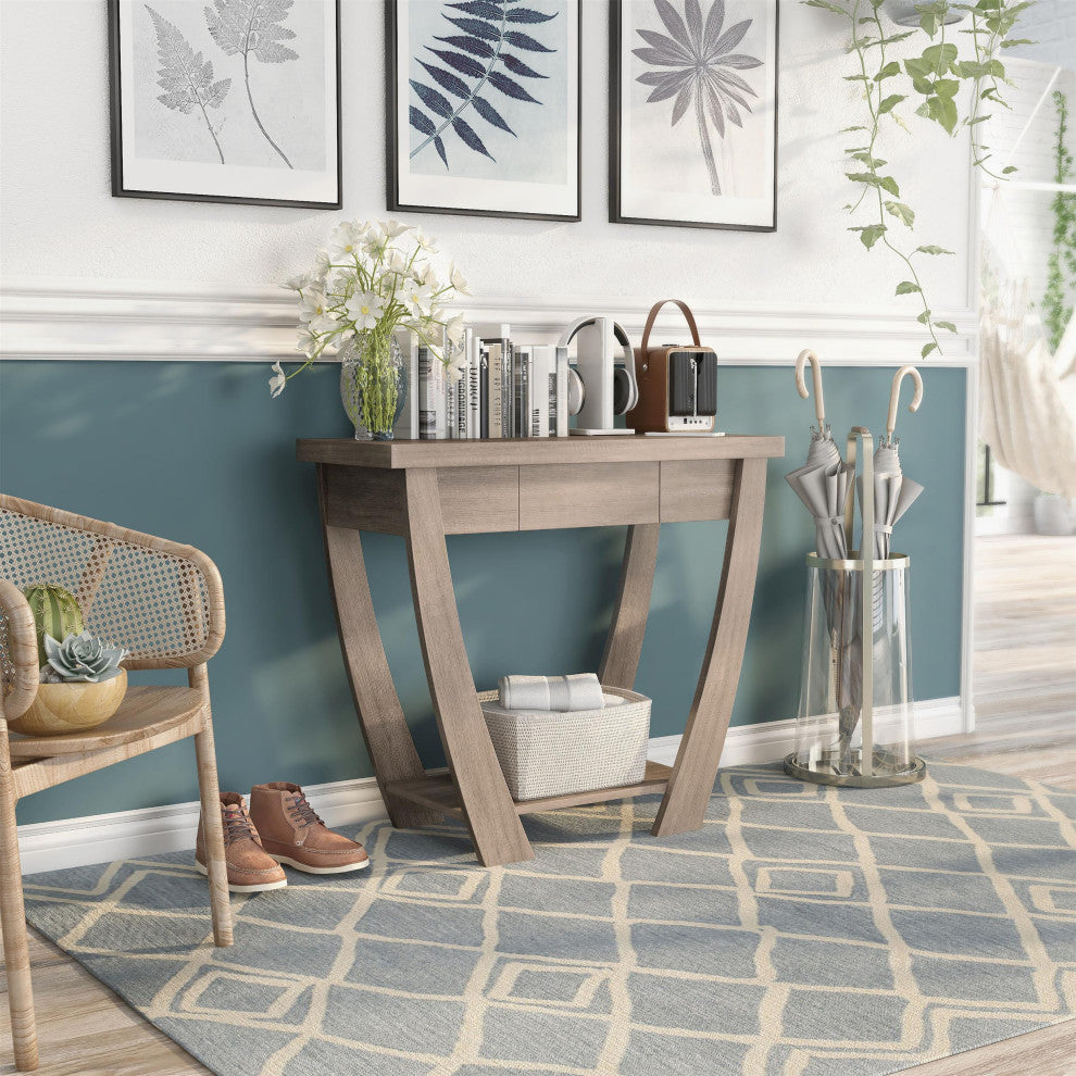 Furniture of America Quaint Modern Wood 1-Drawer Console Table in Light Oak