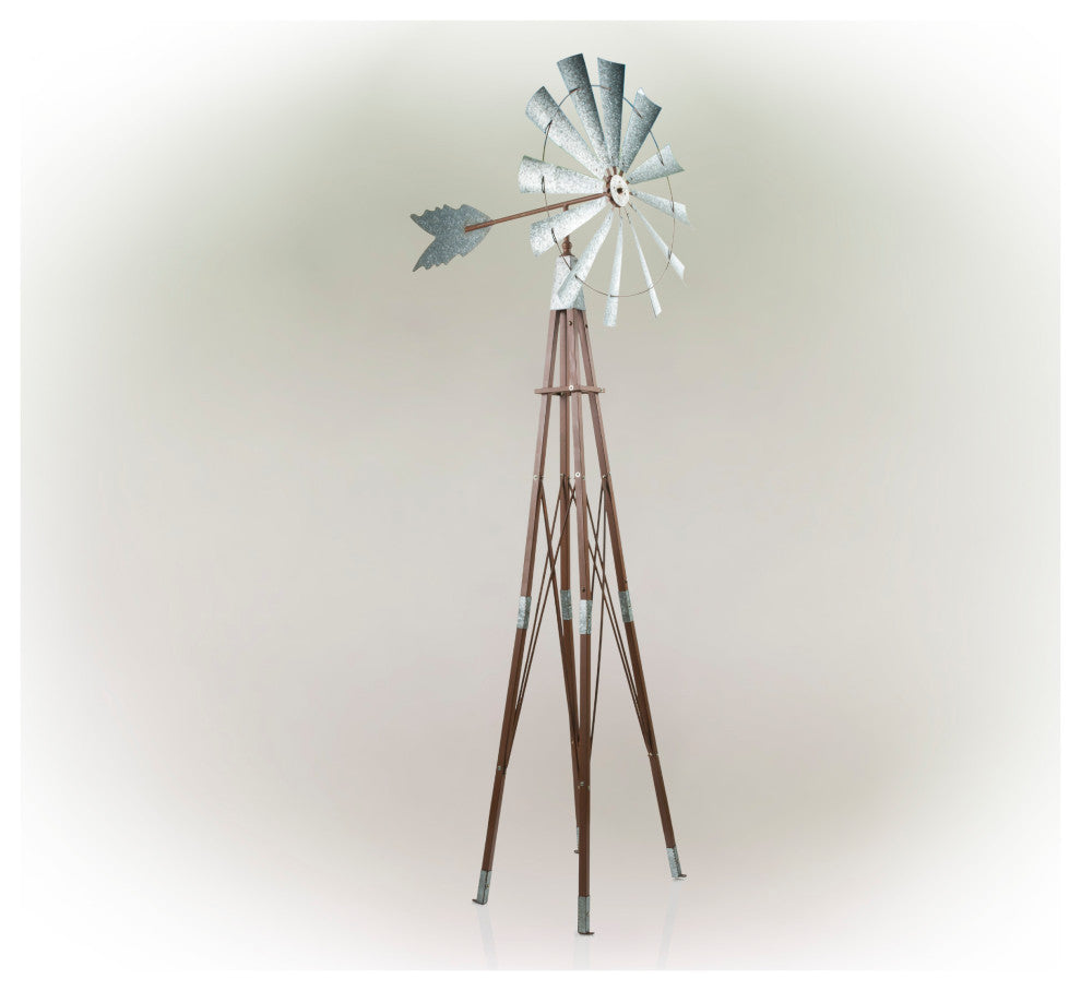Alpine Garden Metal Kinetic Windmill, 101"Tall