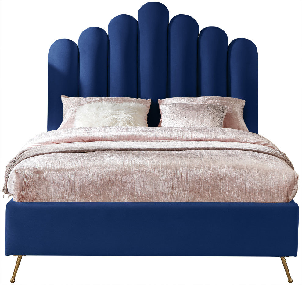 Lily Velvet Bed, Navy, Full