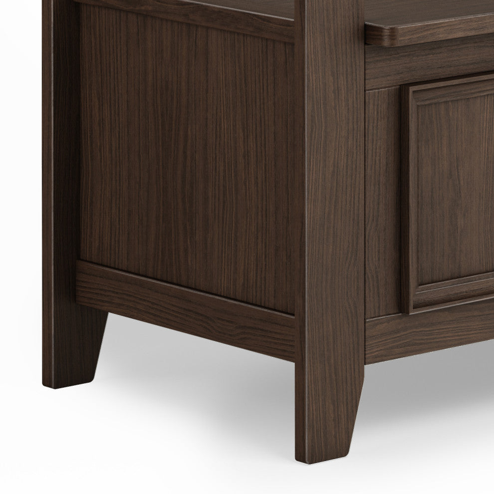 Amherst Solid Wood Entryway Storage Bench, Farmhouse Brown