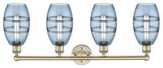 Edison-Vaz 4-Light 33" Bath Vanity Light, Antique Brass, Princess Blue