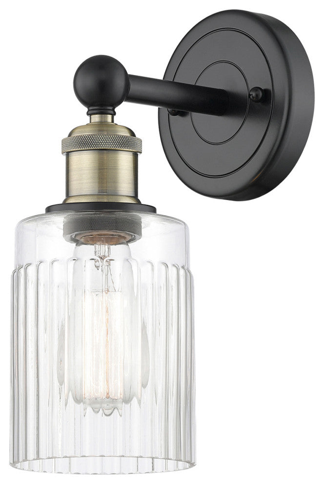 Hadley 1-Light 5" Sconce, Black Antique Brass Finish, Clear Shade