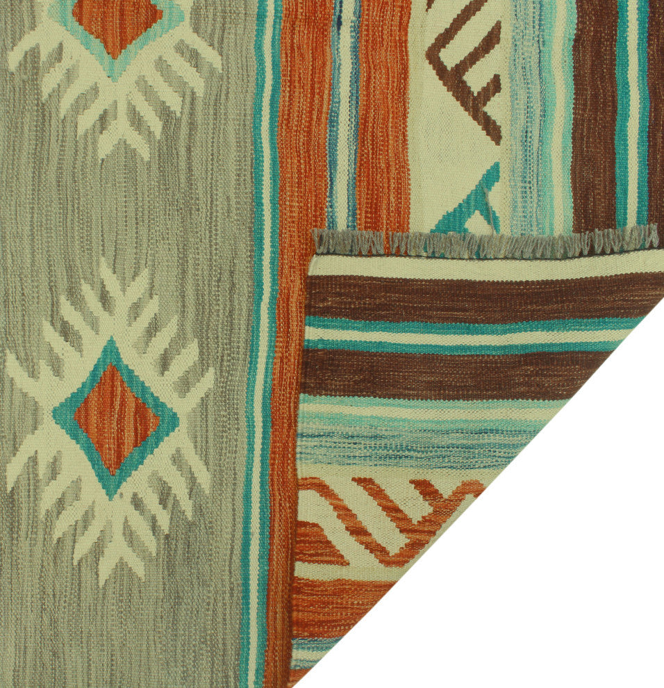 Winchester Kilim Chaimae Orange/Blue Rug, 3'10x6'9