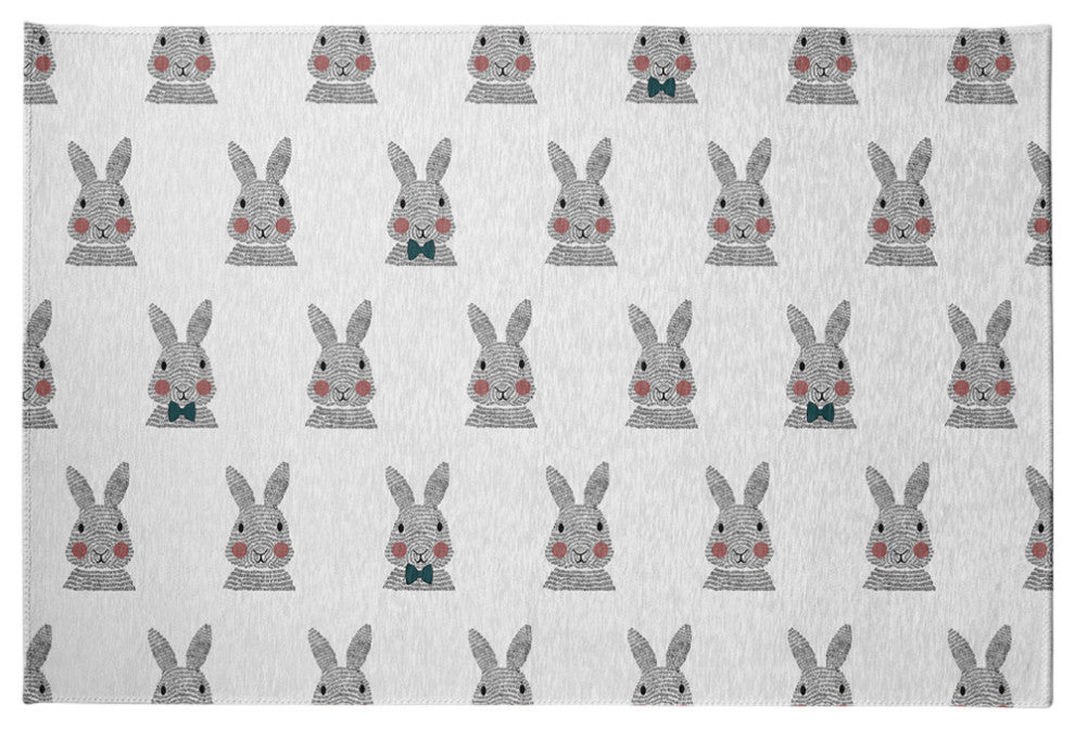 Bunny Fluffle Easter Chenille Rug, Ocean Abyss Green, 4'x6'