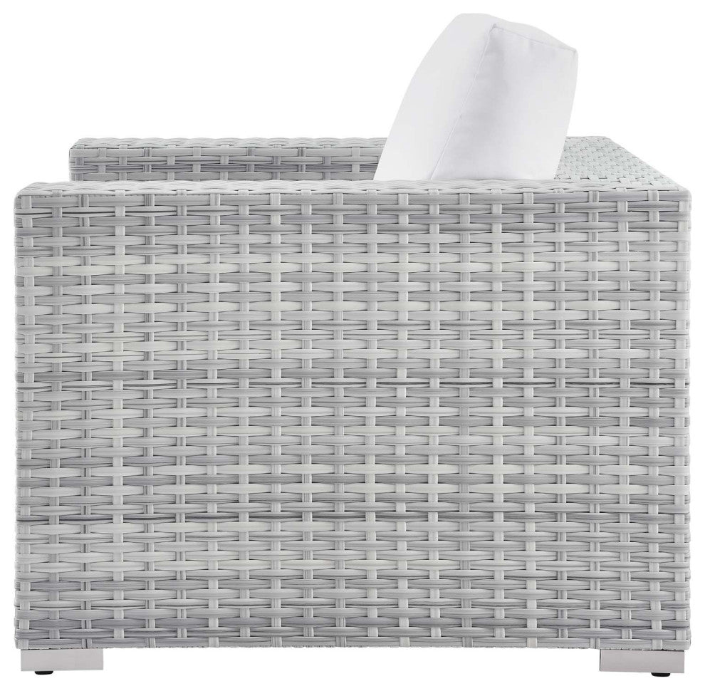 Lounge Sectional Sofa Chair Set, Rattan, Wicker, Gray White, Outdoor