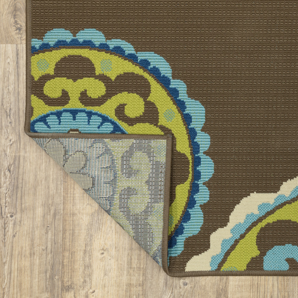 Oriental Weavers Caspian Brown/Green Medallion Indoor/Outdoor Rug 8'6"X13'