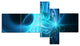 Shining Bright Blue on Black, Abstract Wall Art Canvas, 60"x32", 5 panels