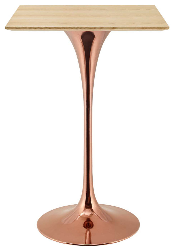Tulip 28" Square Wood Bar Table-Rose Natural