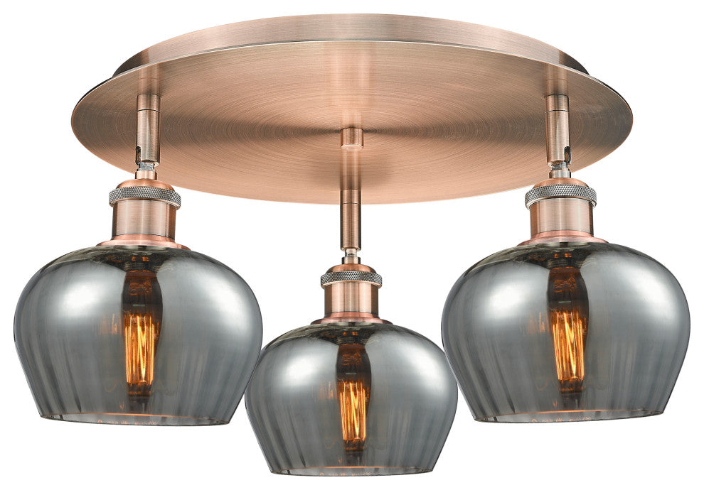 Innovations Fenton 3 18.25" Flush Mount Antique Copper