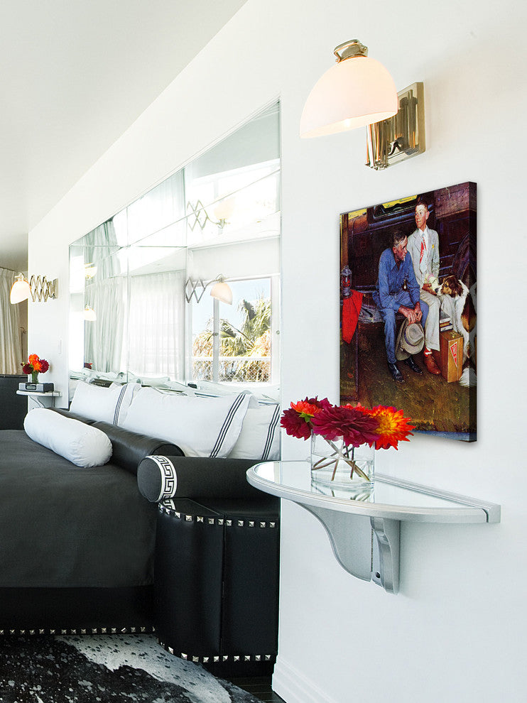 "Breaking Home Ties" Painting Print on Canvas by Norman Rockwell