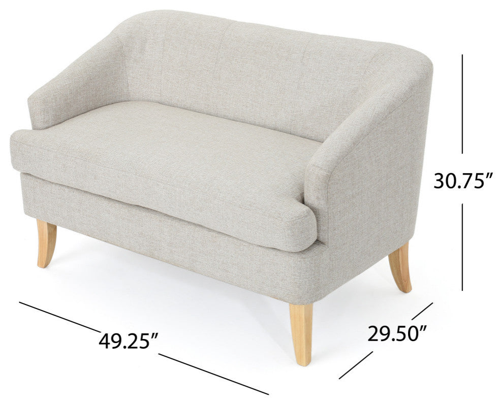 GDF Studio Shelby Mid Century Modern Fabric Loveseat, Beige