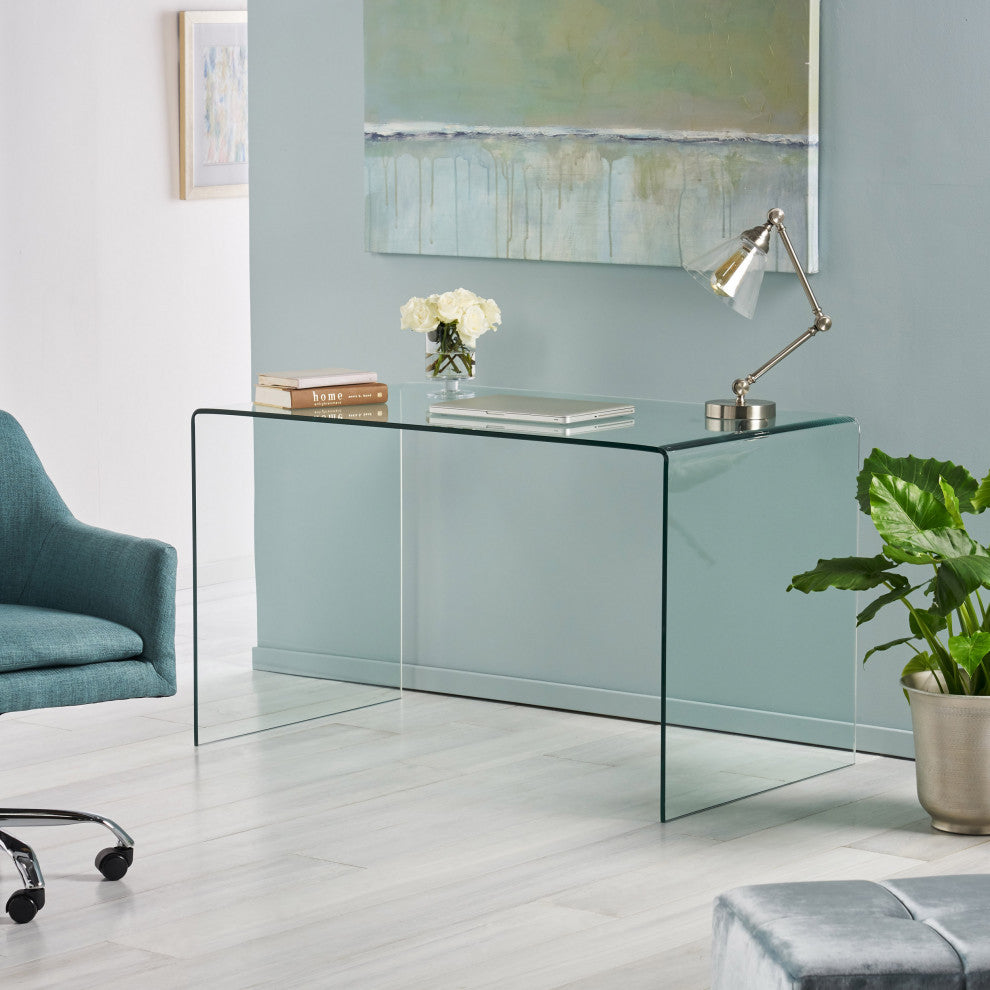 GDF Studio York Glass Computer Desk