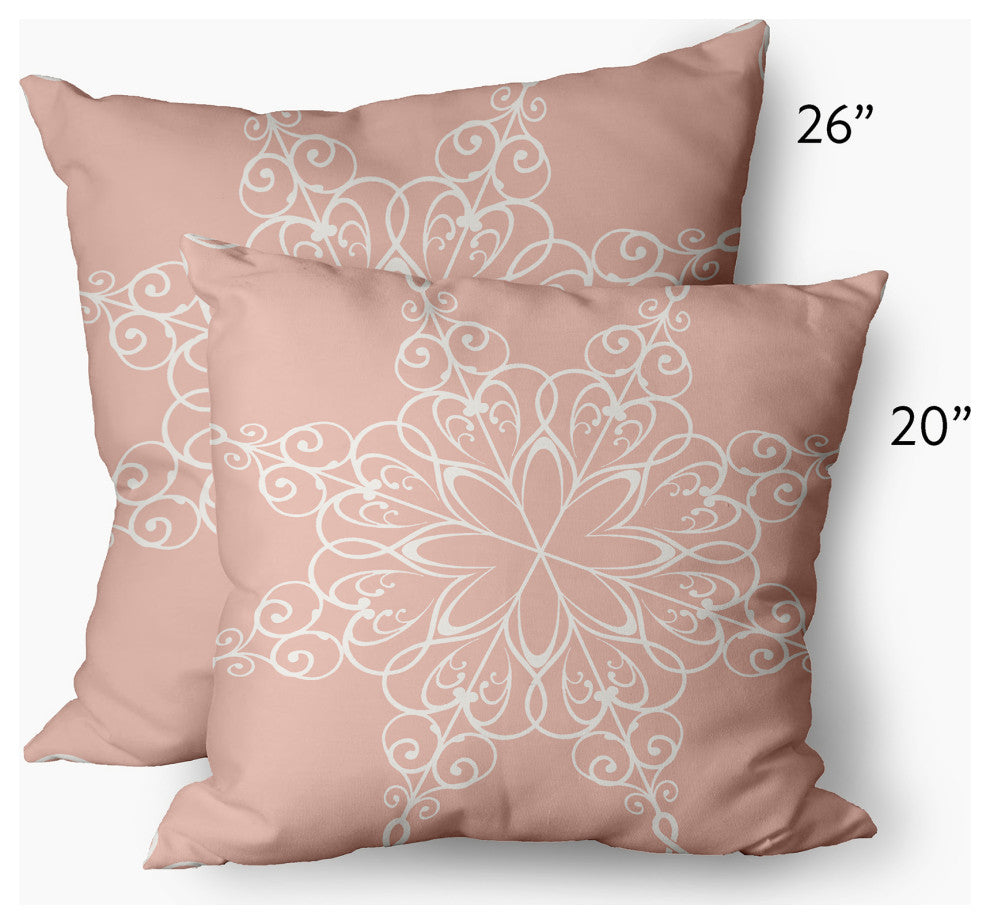 Snowflake Decorative Throw Pillow, Peach, 14"x20"