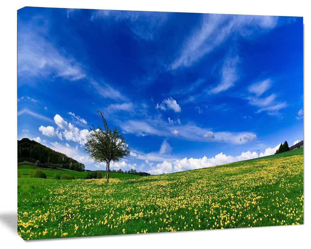 Spring Landscape Green Fields, Landscape Canvas Art Print, 60x40