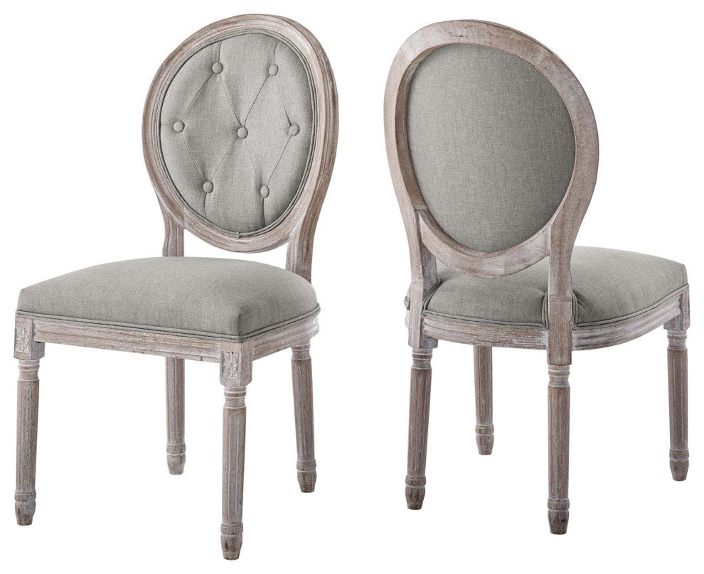 Arise Vintage French Upholstered Fabric Dining Side Chairs, Set of 2