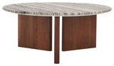 Safavieh Couture Lauresse Marble Coffee Table, Walnut/Grey