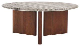 Safavieh Couture Lauresse Marble Coffee Table, Walnut/Grey