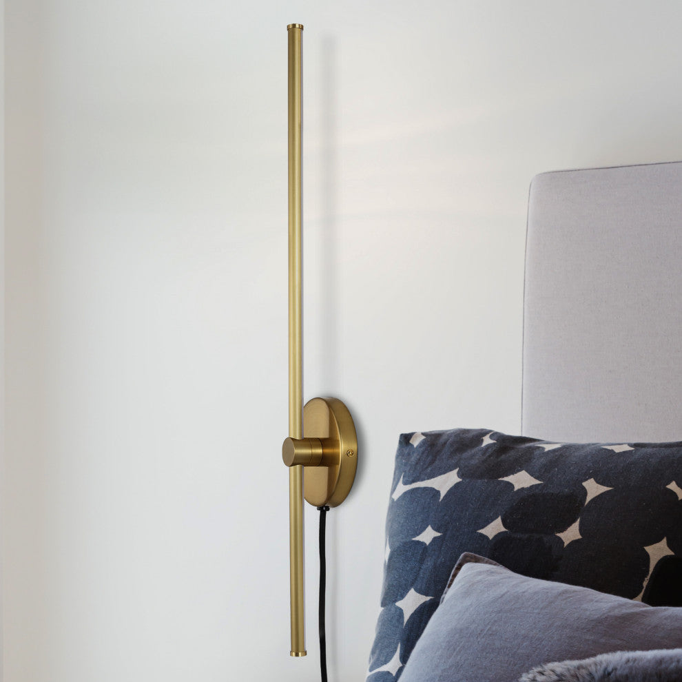 1-Light Modern Minimalist Iron Adjustable Bar Integrated LED Plug-In Sconce