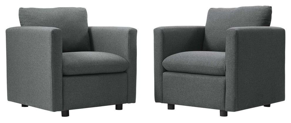 Armchair Accent Chair, Set of 2, Fabric, Gray, Modern, Lounge Hospitality