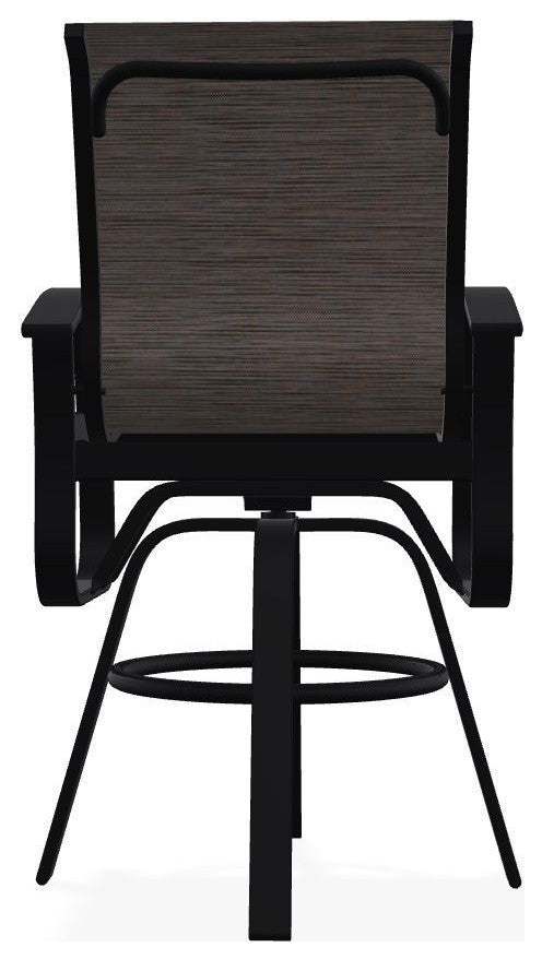 Belle Isle Sling Bar Height Outdoor Swivel Armchair, James/Black