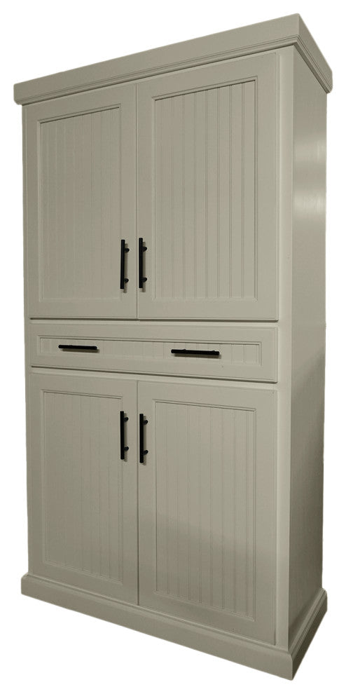 Extra Wide Coastal Kitchen Pantry Cabinet, Soft White