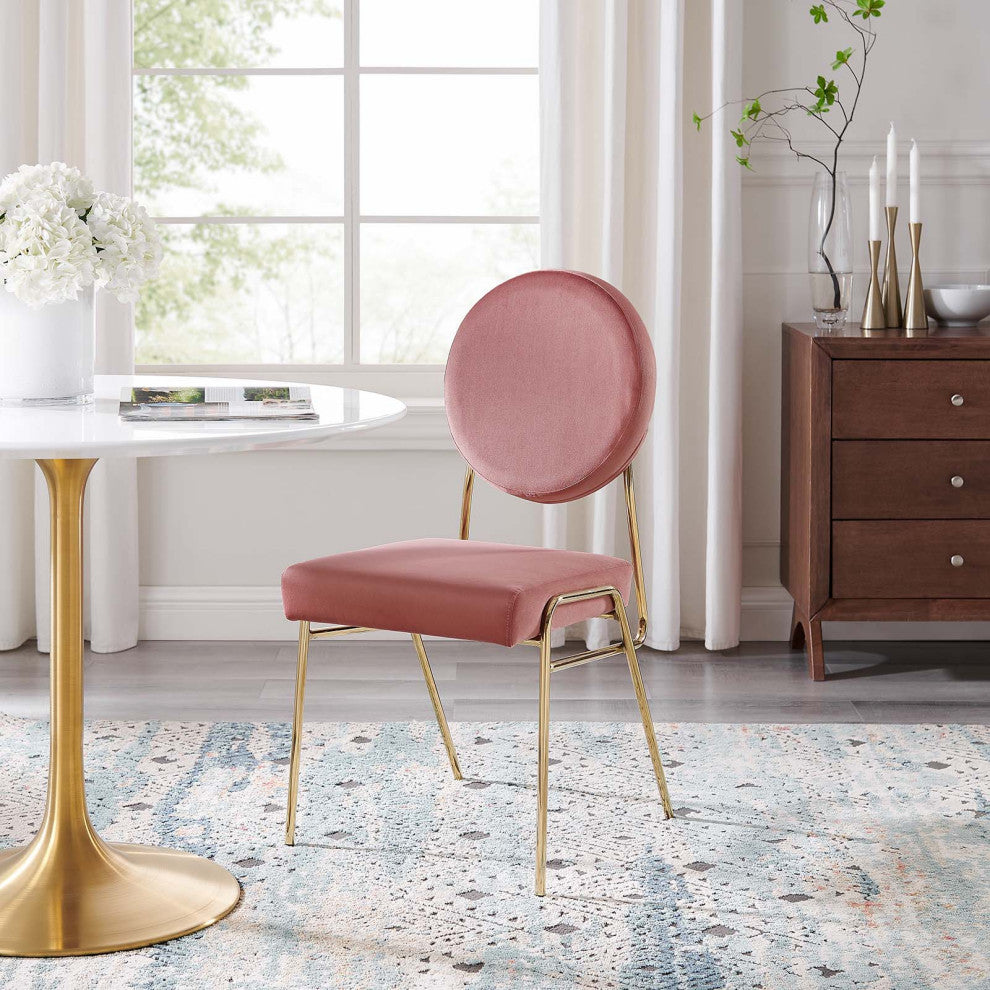 Craft Performance Velvet Dining Side Chair, Gold Dusty Rose
