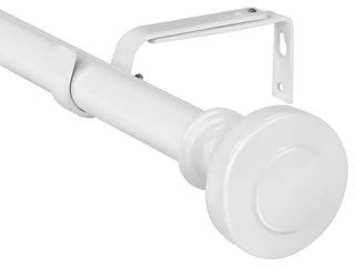 1" Semplice Drapery Curtain Rod, Glossy White, 48"-84"