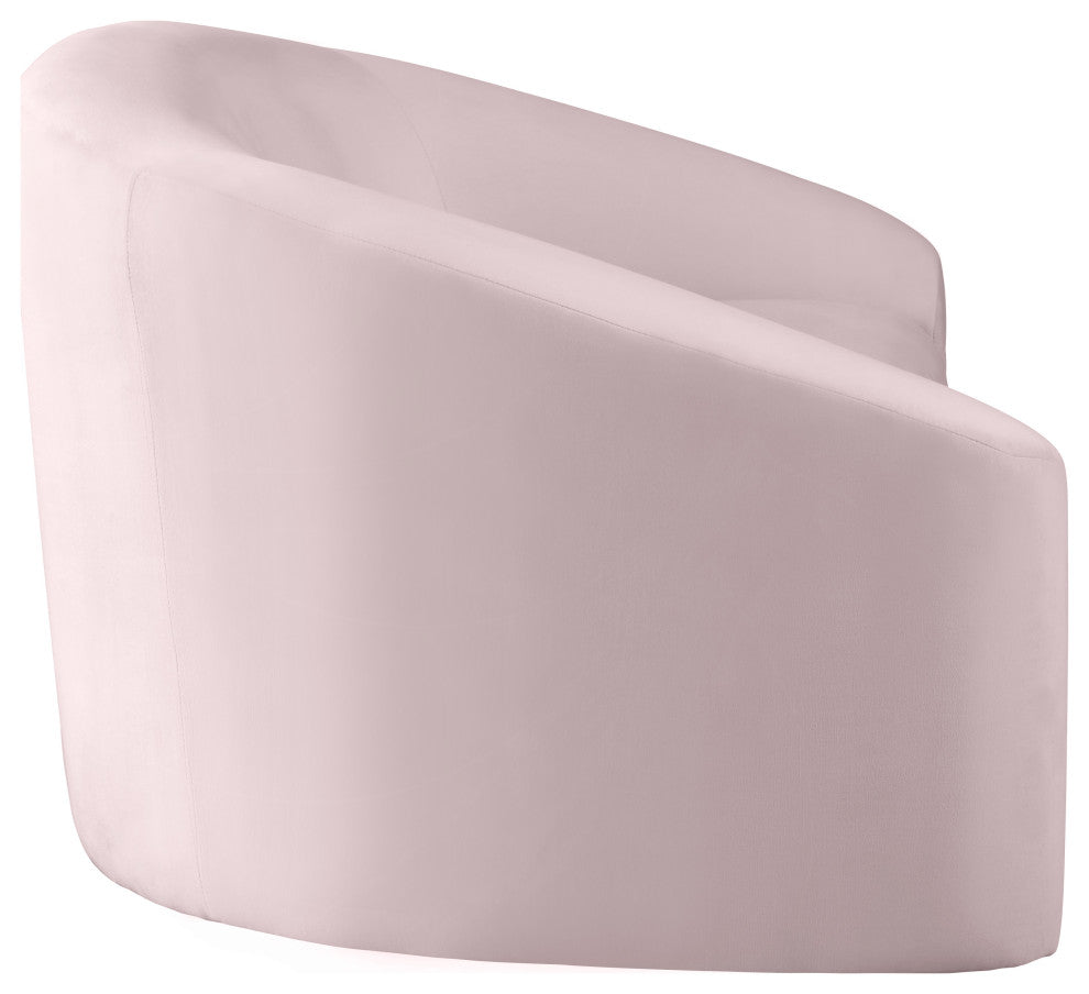 Riley Velvet Upholstered Rounded Sofa, Pink