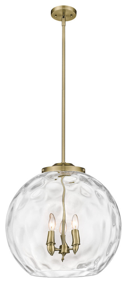 Athens Water Glass Pendant, Antique Brass, Clear Water Glass, Clear Water Glass