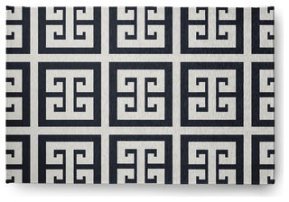 Greek Key Patterned Chenille Rug
