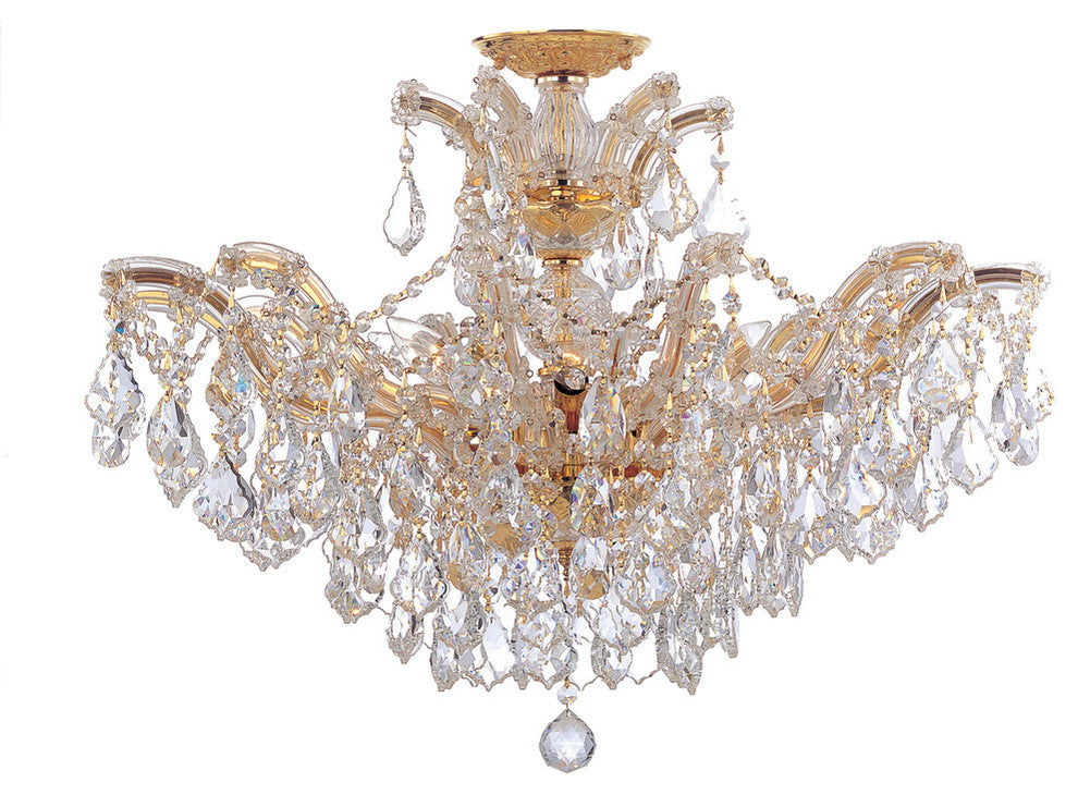 Maria Theresa 6 Light Ceiling Mount in Gold with Clear Hand Cut Crystal