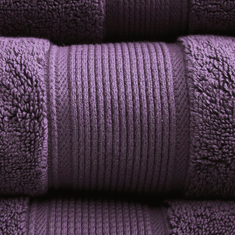 Madison Park Signature 800GSM Antibacterial 8-Piece Bathroom Towel Set, D Purple