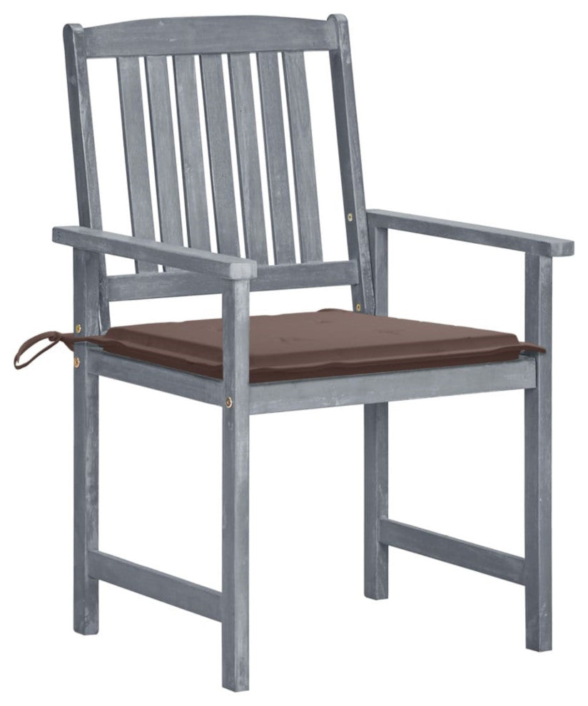Vidaxl Garden Chairs With Cushions, Set of 8, Solid Acacia Wood Gray