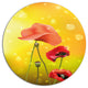 Red Flowers On Yellow Background, Floral Round Wall Art, 11"